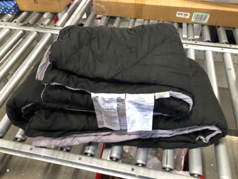 Photo 3 of Amazon Basics Reversible, Lightweight Microfiber Comforter Blanket - Full/Queen, Black/Gray Black / Grey Full/Queen 1-Pack