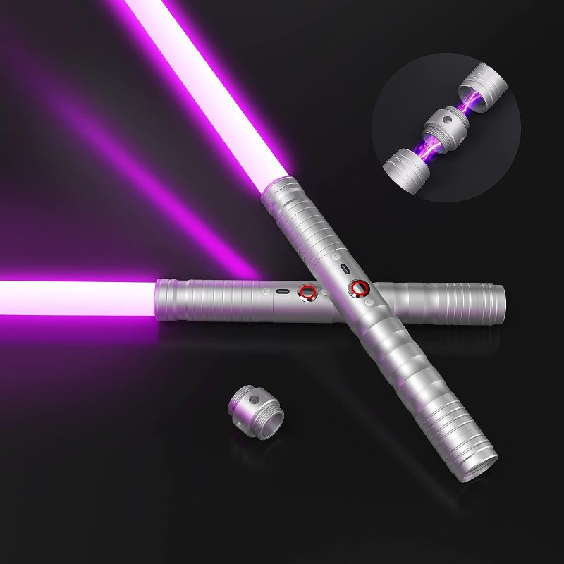 Photo 1 of JvmuSaber Light-Saber Metal-Hilt Force-Fx Dueling-Lightsaber - 2pcs Type-C Rechargeable Battery 2-in-1 RGB 12 Colors Double Bladed Changeable Metal Hilt Light Saber with 3 Mode Sound
