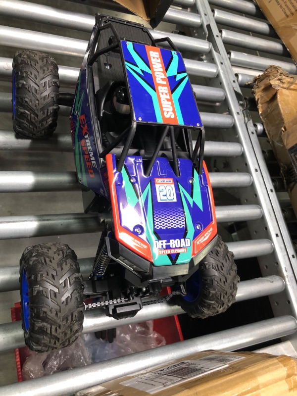 Photo 1 of DEERC DE60 Large 1:8 Scale Upgraded RC Cars Remote Control Car for Adults Boys,Off Road Monster Truck with Realistic Sound,2.4Ghz 4WD Rock Crawler Toy All Terrain Climbing,2 Batteries for 80 Min Play Classic Blue