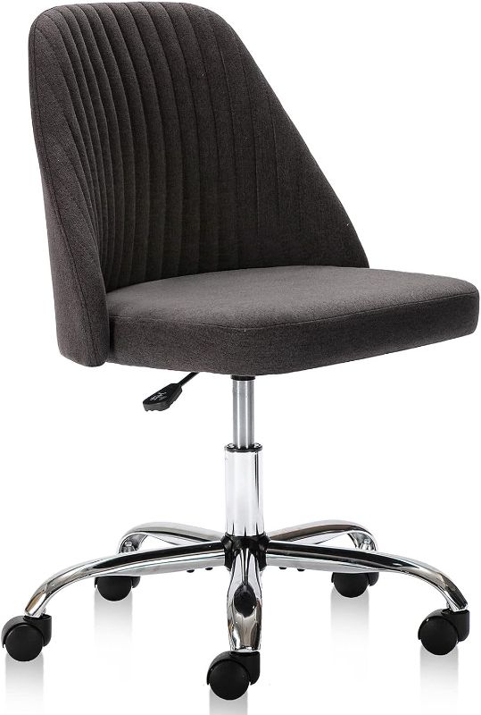 Photo 1 of Armless Office Chair Cute Desk Chair, Modern Fabric Home Office Desk Chairs with Wheels Adjustable Swivel Task Computer Vanity Chair for Small Spaces