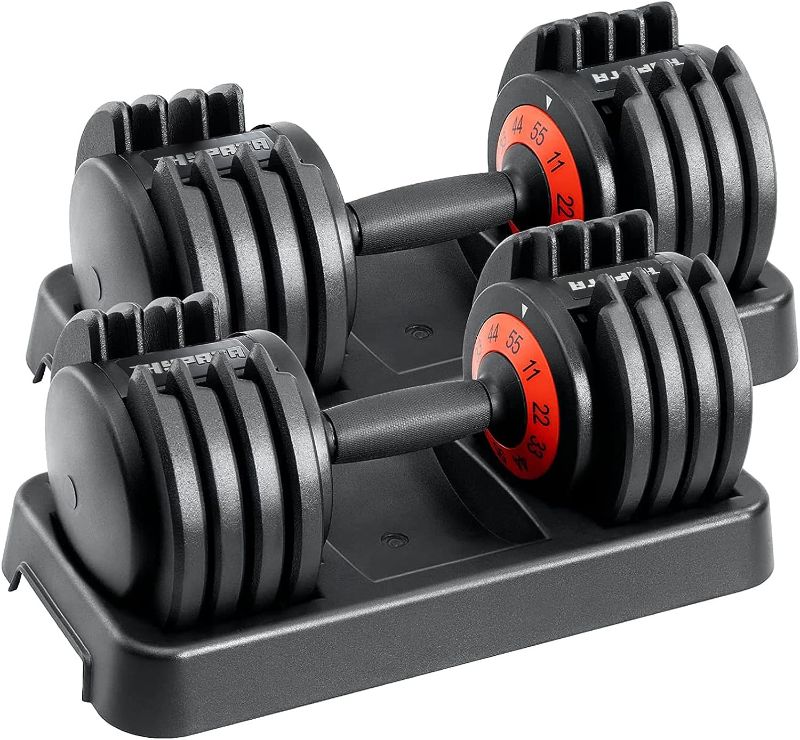 Photo 1 of 
HYPATA 25/55 lbs Pair Adjustable Dumbbell Set, Adjust Dumbbell Weight for Exercises Pair Dumbbells for Men and Women in Home