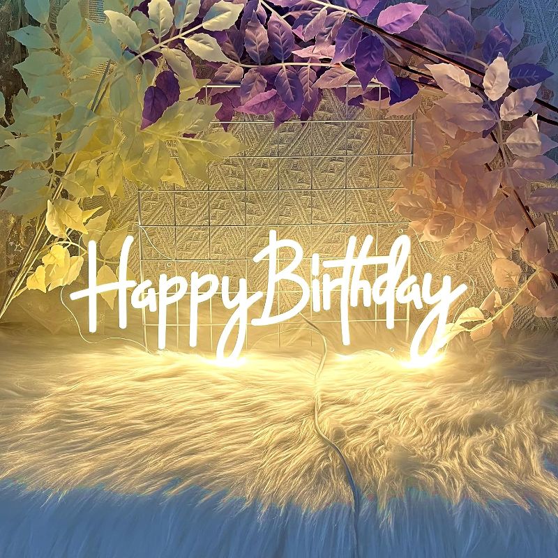 Photo 1 of 
ATOTMVE Happy Birthday Neon Sign,Birthday Decor,19.3x7.4inch Birthday Neon Sign Light Wall Bedroom Home Party Decor,Birthday Gift for Parent Kids Girlfriend