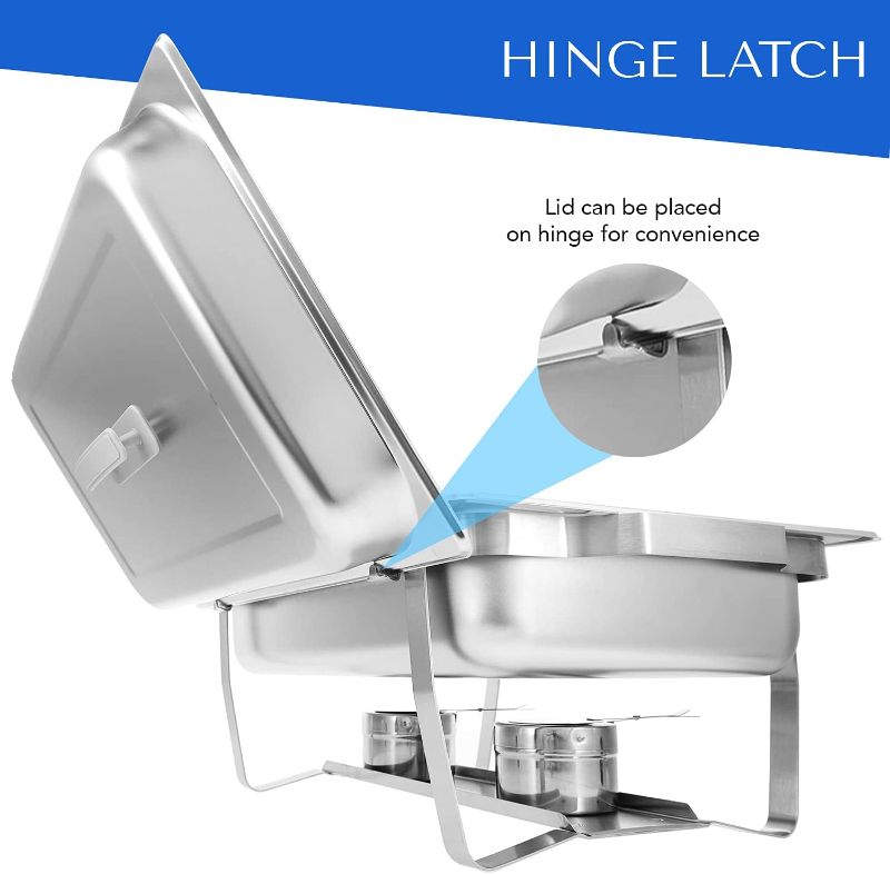 Photo 1 of ALPHA LIVING 70014-GRAY 4 Pack 8QT Chafing Dish High Grade Stainless Steel Chafer Complete Set, 8 QT, Alpine Gray Handle