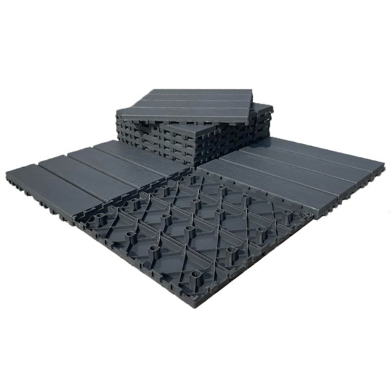 Photo 1 of 9 sq. ft Plastic Interlocking Deck Tiles,9 PCS Patio Deck Tiles,12"x12"(30 x 30cm) Waterproof Outdoor Flooring All Weather Use, Patio Floor Decking Tiles for Porch Poolside Balcony Backyard