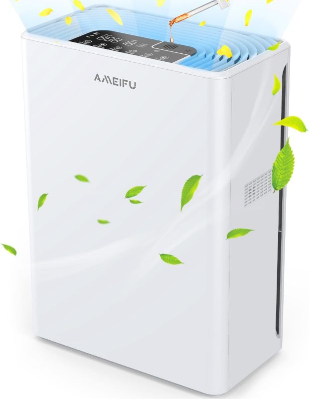 Photo 1 of AMEIFU Air Purifiers for Home Large Room up to 1740ft² with Washable Fliter Cover, Hepa Air Purifiers, H13 True HEPA Air Filter for Wildfires, Pets Hair, Dander, Smoke, Pollen, 3 Fan Speeds, 5 Timer, Sleep Mode 15DB Air Cleaner