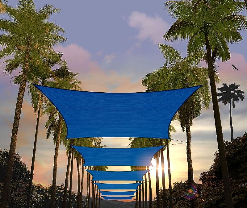 Photo 1 of Amgo 14' x 14' Blue Square Sun Shade Sail Canopy Awning AGSL1414, 95% UV Blockage, Water & Air Permeable, Commercial and Residential