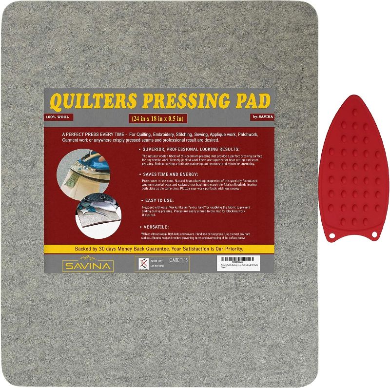 Photo 1 of 
Wool Pressing Pad - 24in x 18in Quilting Ironing Pad - 100% New Zealand Felted Wool Iron Board for Quilters, Great for Quilting Sewing Projects by SAVINA