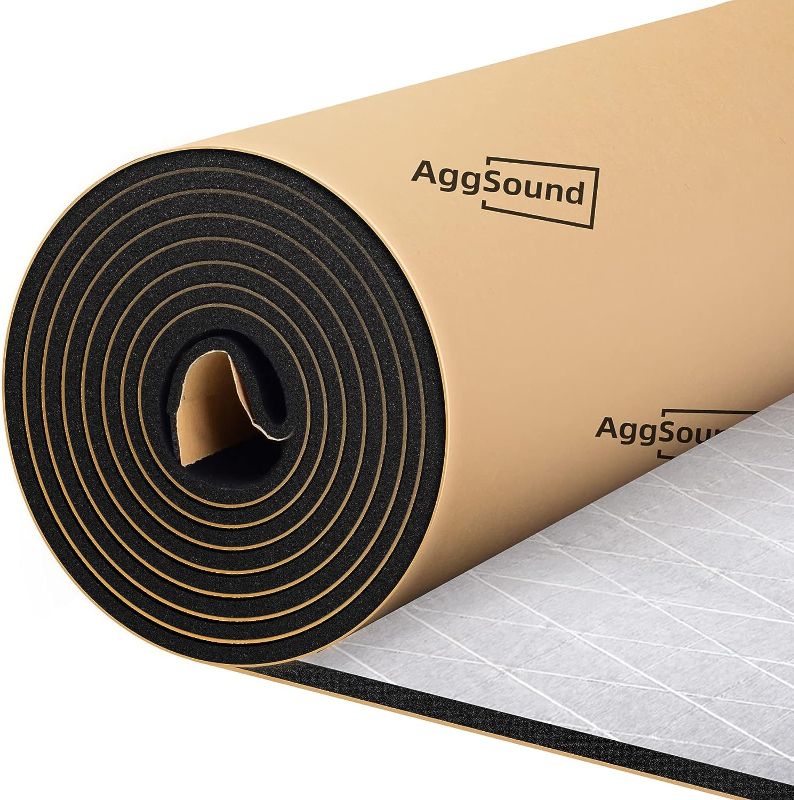 Photo 1 of AggSound 157mil 18sqft Roll Pack Universal Sound Deadener for Cars with Aluminum Foil Tape&Car Trim Removal Tool-Aluminum Foil Foam Noise Deadening Material-Heat Shield Insulation Dampening Mat