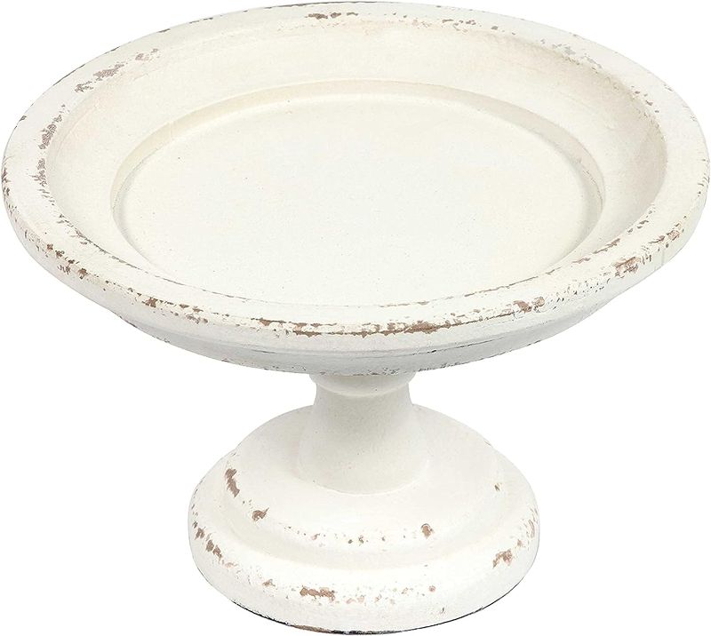 Photo 1 of 
SOFE 11 Inch White Cake Stand, Wooden Rustic Cake Stand for Dessert Table, Decorative Cake Stand for Wedding, Wood Pedestal Stand Round Display Stand