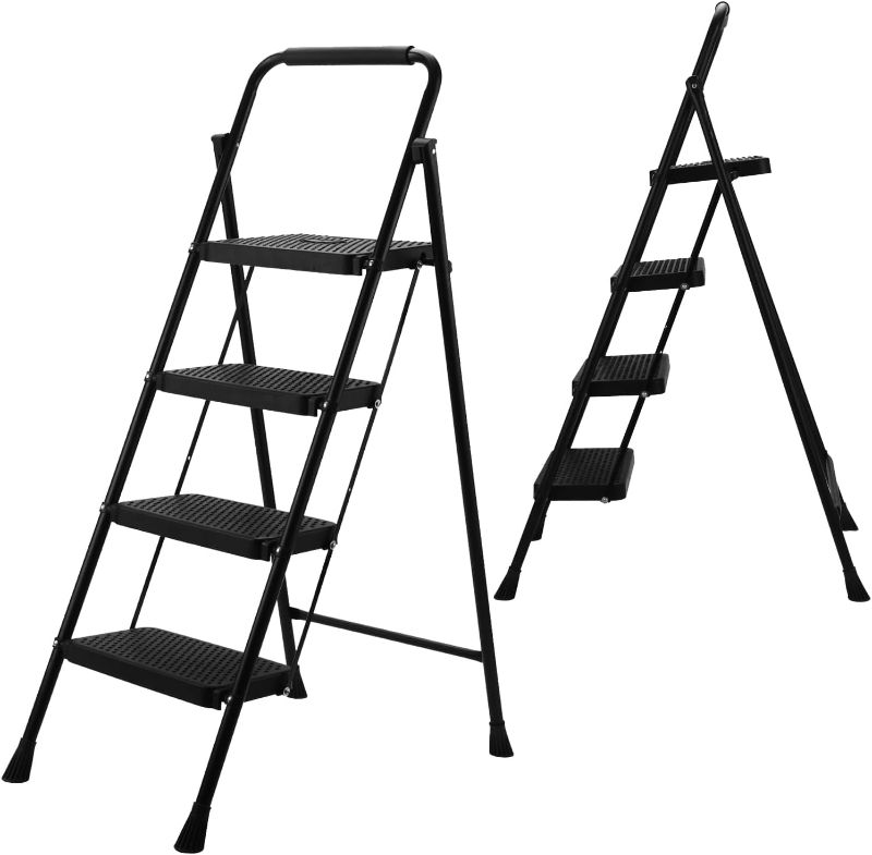 Photo 1 of 
BOWEITI 4 Step Ladder, Lightweight Folding Step Stool with Wide Anti-Slip Pedal,Portable Sturdy Steel Ladder with Handrails,Foldable Ladder for Home Kitchen