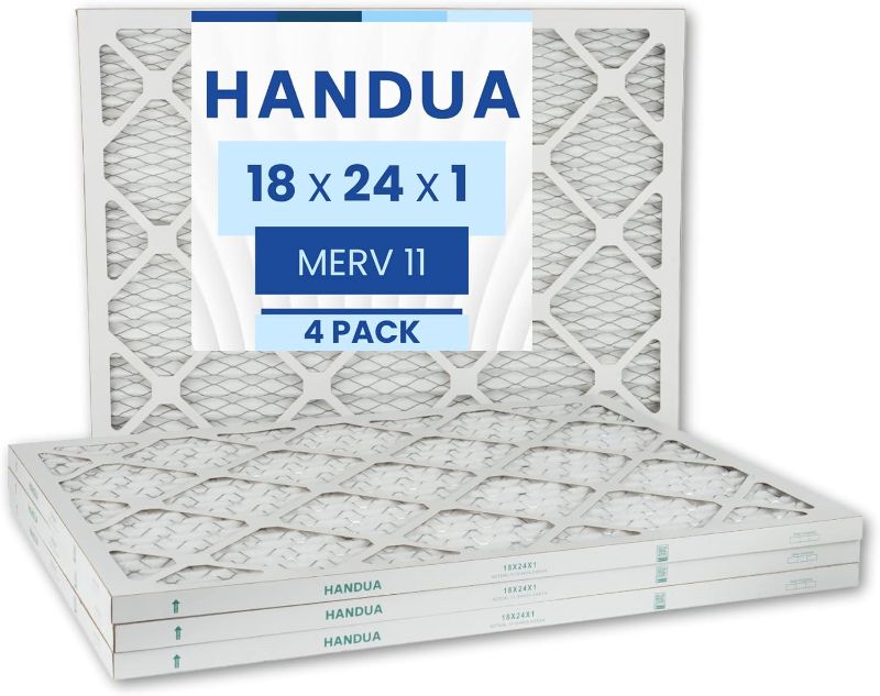 Photo 1 of 
Handua 18x24x1 Air Filter MERV 11, Plated Furnace AC Air Replacement Filter, 4 Pack (Actual Size: 17.75" x 23.75" x 0.75")
Size:18x24x1