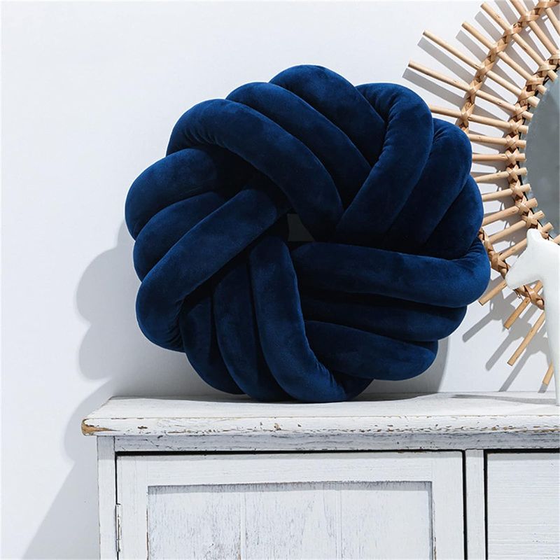 Photo 1 of 
Jackcsale Knotted Pillows Round Throw Pillow Knit Round Plush Pillow Home Decorative Throw Pillow for Living Room Kitchen Bedroom Chair Cushion Sofa (Navy Blue)