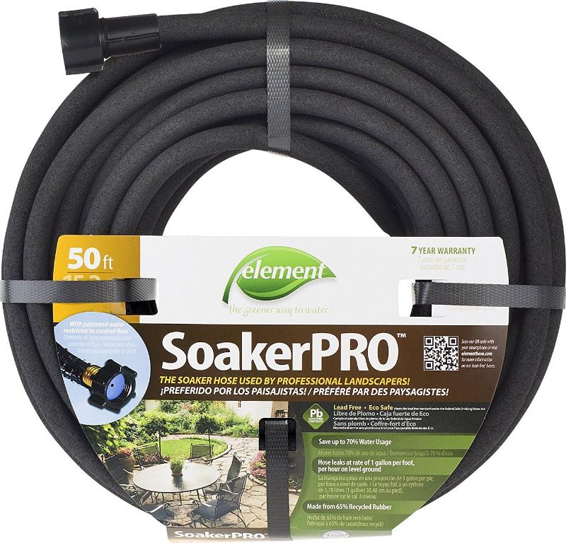 Photo 1 of 
Swan Products Element CELSP38050 SoakerPro Landscaping Soaker Hose 50 ft, 3/8" diameter, Black