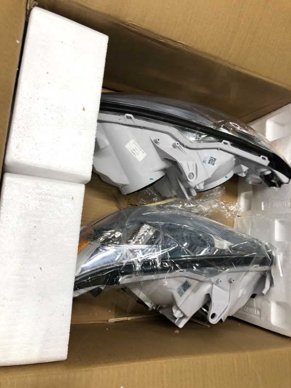 Photo 1 of ADCARLIGHTS Headlight Assembly for 2002 2003 2004 Toyota Camry Chrome Housing with Amber Reflector Left and Right (Only Fits LE/XLE, Not Fits SE)