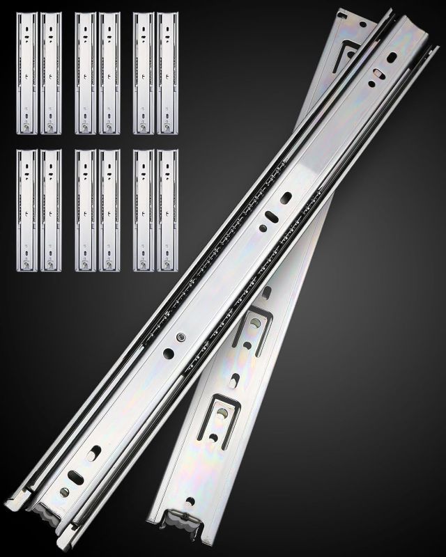 Photo 1 of 22" Face Frame or Frameless Ball Bearing Full Extension Drawer Slides 6-Pairs (12 Pieces),Load Rating 100 lbs