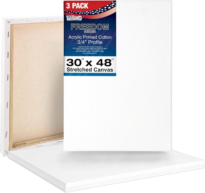 Photo 1 of 
U.S. Art Supply 30 x 48 inch Stretched Canvas 12-Ounce Triple Primed, 2-Pack - Professional Artist Quality White Blank 3/4" Profile, 100% Cotton