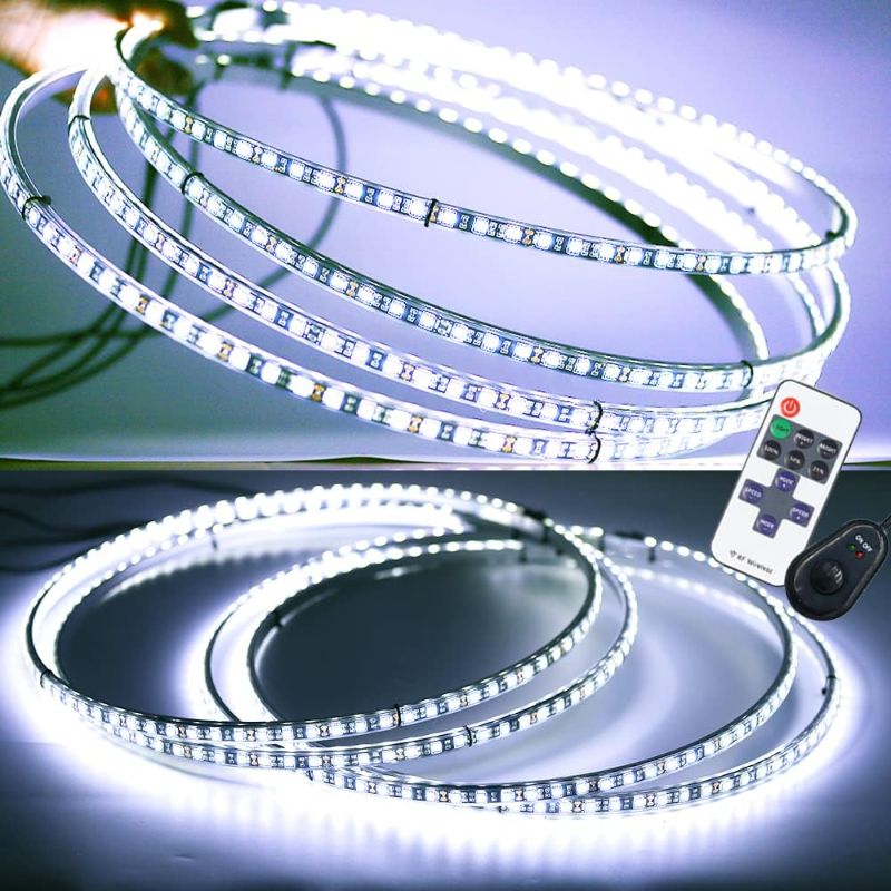Photo 1 of 17IN Pure White LED Wheel Ring Light Kit-4PCS Solid Color Single Row,Turn Signal/Braking Function Can Controlled by Remote/Switch,Waterproof,Applicable to All Trucks SUVs Pure white single row