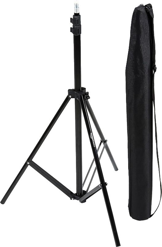 Photo 1 of Amazon Basics Aluminum Light Photography Tripod Stand with Case - Pack of 2, 2.8 - 6.7 Feet, 3.66 Pounds, Black