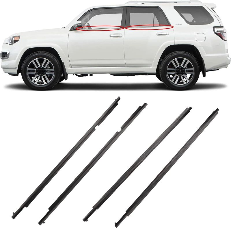 Photo 1 of Dasbecan Outer Window Weatherstrip Belt Molding Compatible with Toyota 4Runner 2010-2021 Replaces# 75712-35011 75711-35011 75721-35011 75722-35011 (4PCS) Sweep Felt Trim Seal Kit