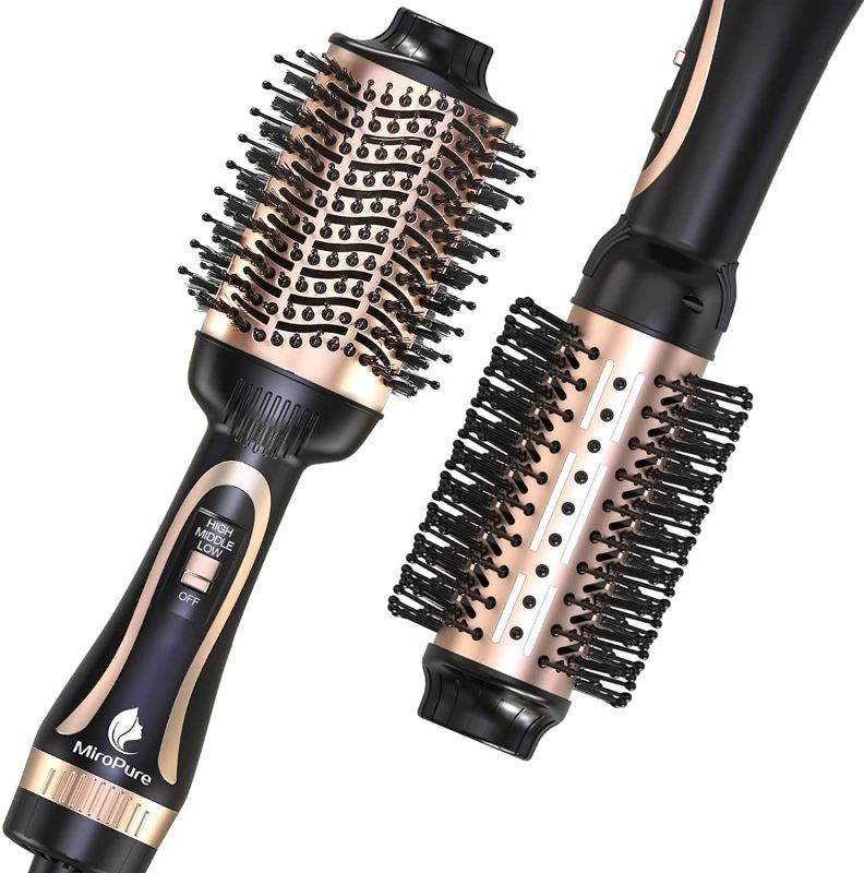 Photo 1 of Hair Dryer Brush, MiroPure Hot Air Brush One Step Hair Dryer & Volumizer Brush Blow Dryer Styler for Straightening, Curling, Salon Negative Ion Blow Dryer Brush Rose Gold
