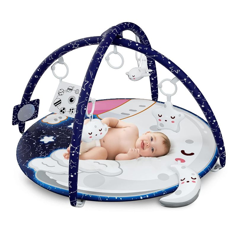 Photo 1 of Baby Play Mat - Baby Gym Washable Baby Mat Covers Baby Activity Play Mat with 6 Toys,Thicker Non-Slip Tummy Time Mat for Infants Baby Registry Search
