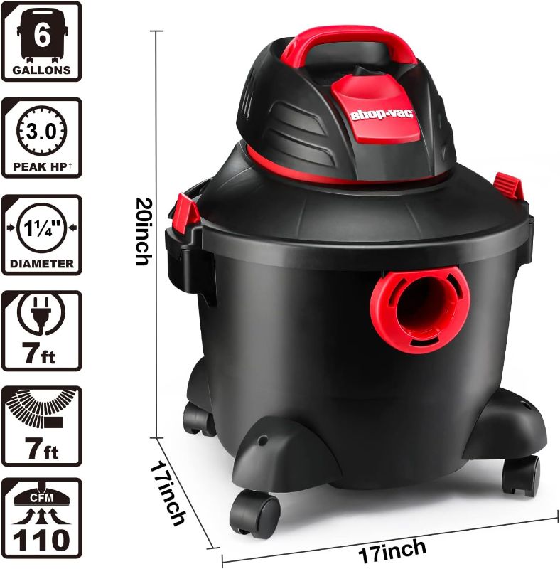 Photo 1 of 6-Gallon 3-Peak-HP Shop Vacuum
***Missing accessories and dirty (paint)***