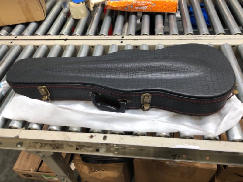 Photo 3 of 4/4 Full Size Violin Case, Plush Interior Wooden Hard Case With Hygrometer, Crocodile Pattern Leather Bulge Surface Case (Black)