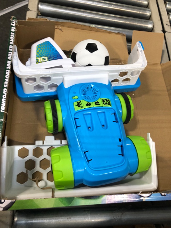 Photo 3 of Fisher-Price Goaldozer Electronic Soccer Game with Net Lights Sounds and Motorized Motion for Preschool Sports Play Standard Packaging