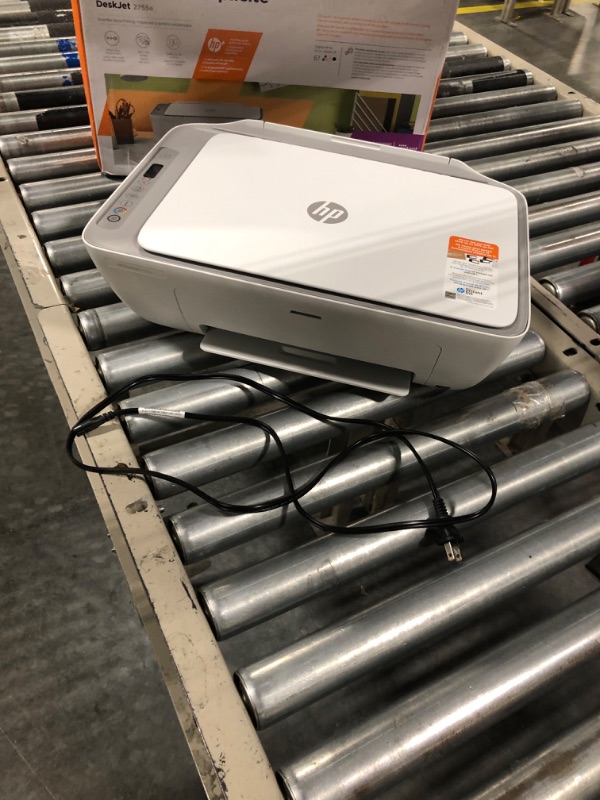 Photo 1 of HP DeskJet 2755e Wireless Color All-in-One Printer with bonus 6 months Instant Ink (26K67A), white