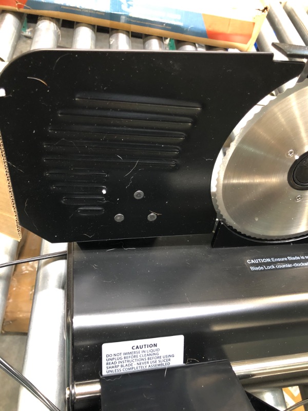 Photo 1 of 200W Meat Slicer with Two 7.5” Blades for Home Use, Electric Deli Food Slicer with “Upgrade” Big Thickness Knob (0-15mm) Cut Meat Cheese Bread, Easy to Clean
**Does not include tray. Dirty**