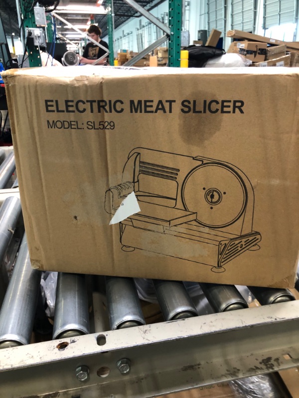 Photo 3 of 200W Meat Slicer with Two 7.5” Blades for Home Use, Electric Deli Food Slicer with “Upgrade” Big Thickness Knob (0-15mm) Cut Meat Cheese Bread, Easy to Clean
**Does not include tray. Dirty**