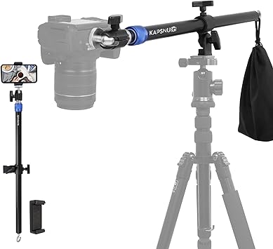 Photo 1 of KapSnug 22-37 Inch Aluminum Tripod Extension Arm Overhead Camera Mount, Horizontal Retractable Center Column, 360-degree Ball Head, 170-degree Angle Adjustable Arm, Tripod not Included
