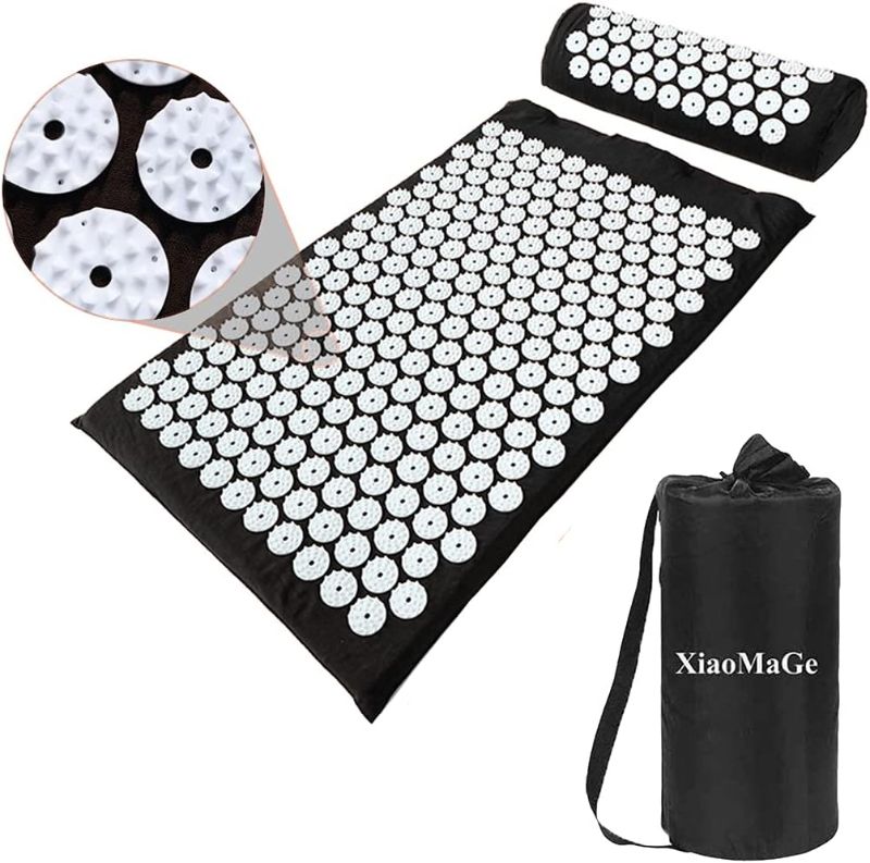 Photo 1 of 
Acupressure Mat and Pillow Set with Bag - Large Size 28.7 X 16.5 inch Acupuncture Mat for Neck & Back Pain, Muscle Relaxation Stress Relief, Sciatica...
Color:Black
