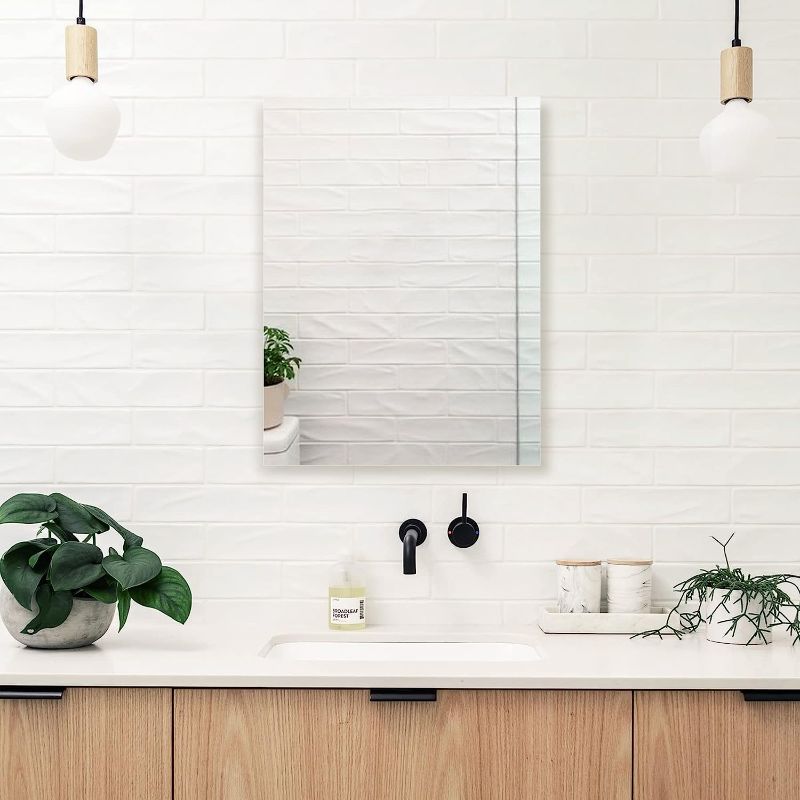 Photo 1 of 
Mirrorons Frameless Mirror, Wall Mirror 24" x 32", Modern Rectangle Bathroom Mirrors for Wall with Polished Edge, Hangs Horizontally or Vertically....
Material Type:Basic