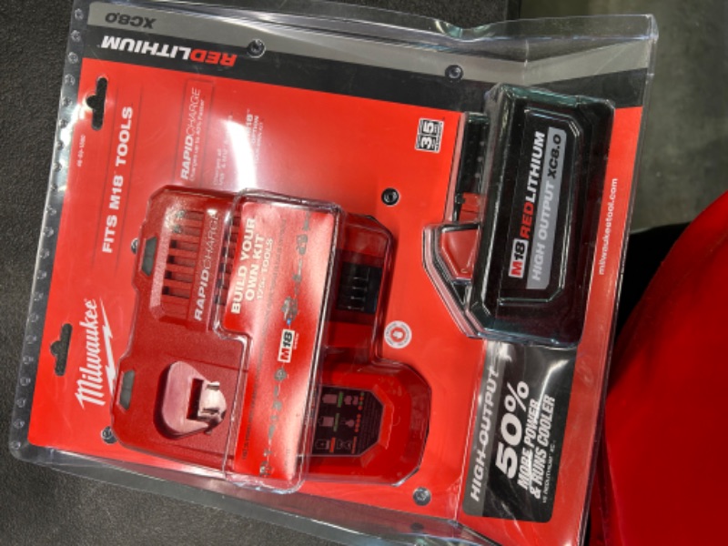 Photo 2 of Milwaukee 48-59-1880 M18 REDLITHIUM HIGH OUTPUT XC 8 Ah Lithium-Ion Battery and M18 /M12 Charger Kit