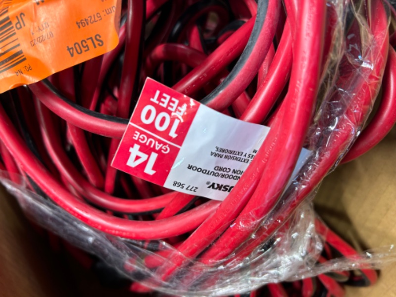 Photo 3 of 100 ft. 14/3 Indoor/Outdoor Extension Cord, Red and Black