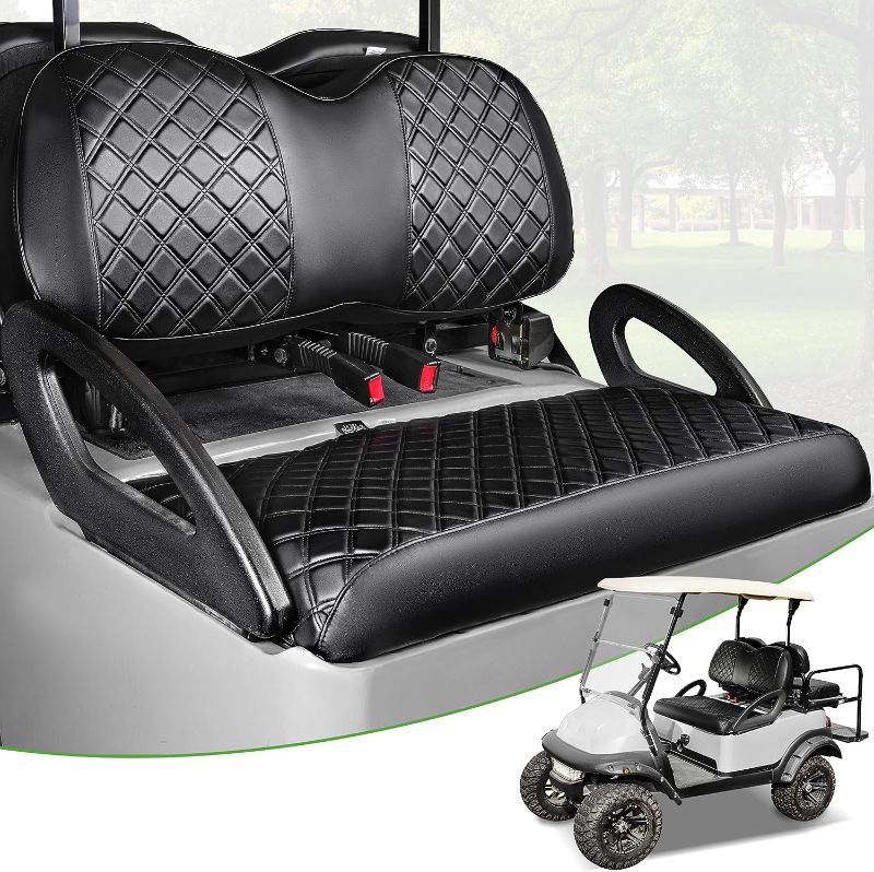 Photo 1 of  Golf Cart Seat Covers, Replace The Original Diamond Seat Cover, Waterproof and Sun Resistant Leather Seat Cover, Soft and Comfortable, Easy to Clean, Suitable for EZGO/Club Car/Yamaha -Black
