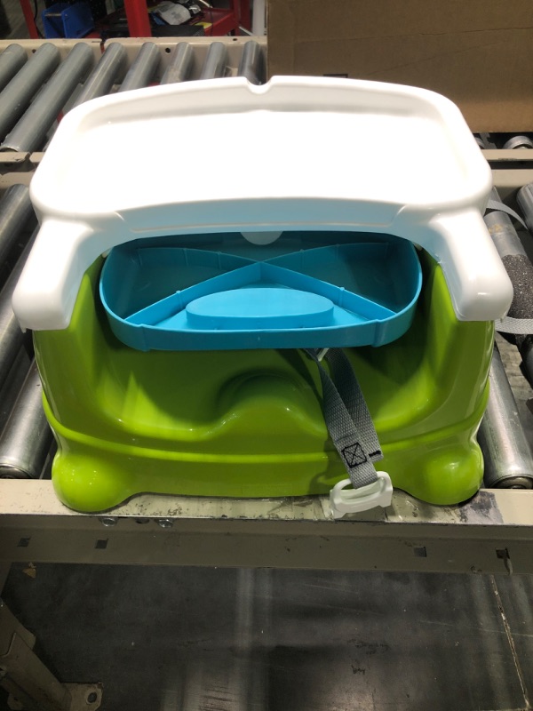 Photo 4 of Fisher-Price Portable Toddler Booster Seat, Healthy Care, Travel Dining Chair with Dishwasher Safe Tray, Green Blue/Green