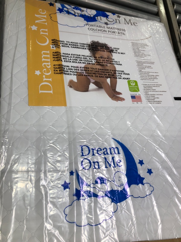 Photo 3 of Dream On Me Holly 3” Fiber Portable, Greenguard Gold Certified, Waterproof Vinyl Cover, Lightweight Mini Crib Mattress, White