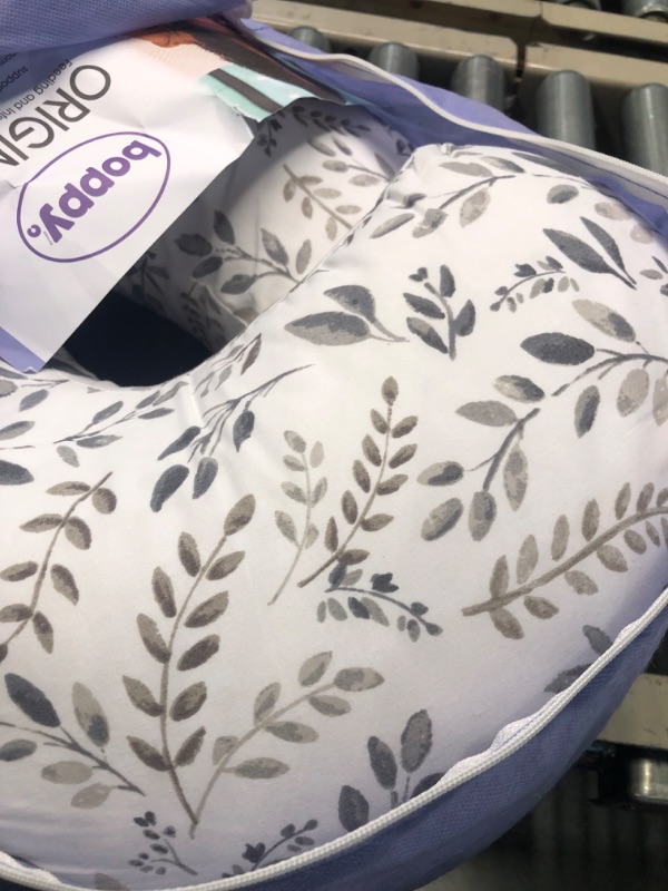Photo 1 of Boppy Nursing Pillow and Positioner—Original | Gray Taupe Watercolor Leaves | Breastfeeding, Bottle Feeding, Baby Support | with Removable Cotton Blend Cover | Awake-Time Support