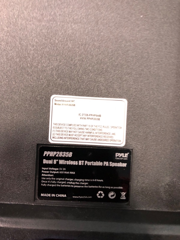 Photo 5 of Pyle Portable Bluetooth PA Speaker System - 600W Rechargeable Outdoor Bluetooth Speaker Portable PA System w/ Dual 8” Subwoofer 1” Tweeter, Microphone In, Party Lights, USB, Radio, Remote - PPHP2835B
