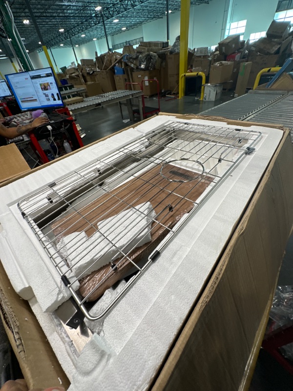 Photo 1 of 33 Inch Farmhouse Sink Stainless Steel Workstation -VOKIM33 inch Farmhouse Sink 16 Gauge Stainless Steel Ledge Workstation Flat Apron-front Single Bowl Farm Kitchen Sink 33"x 22" x 10" Stainless Steel