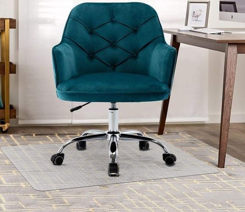 Photo 1 of 100pointONE Office Chair Mat for Carpets - Transparent Thick Floor Mats for Low, Flat and No Pile Carpeted Floors, with Grippers (46X60' Rectangle)
