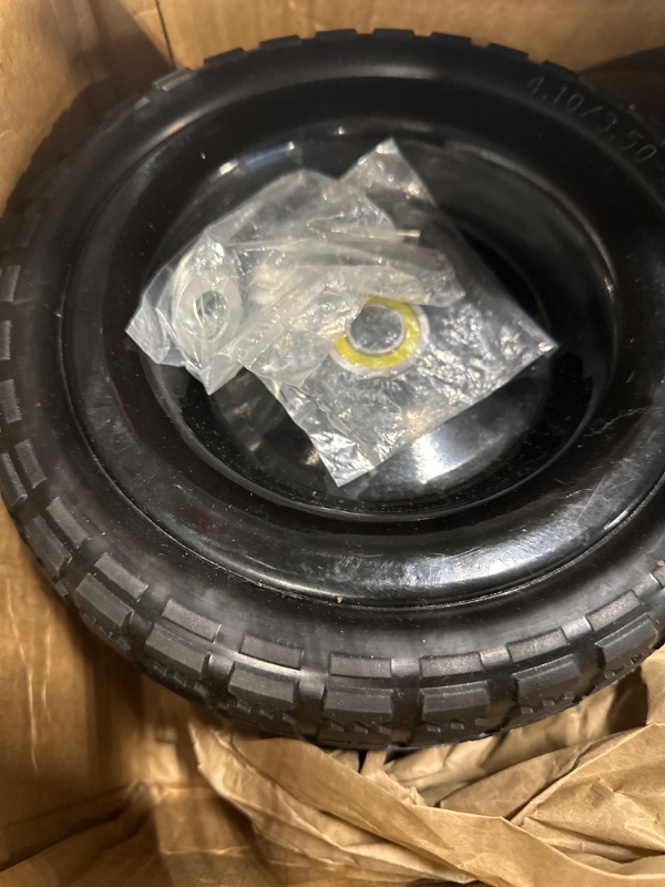 Photo 1 of (4-Pack) 10‘’ Replacement Tire for Gorilla Cart - Solid Polyurethane Flat-Free Tire and Wheel Assembly - 3” Wide Tires with 5/8 Axle Borehole and 2.1” Hub 10" Wheels-4 Pack