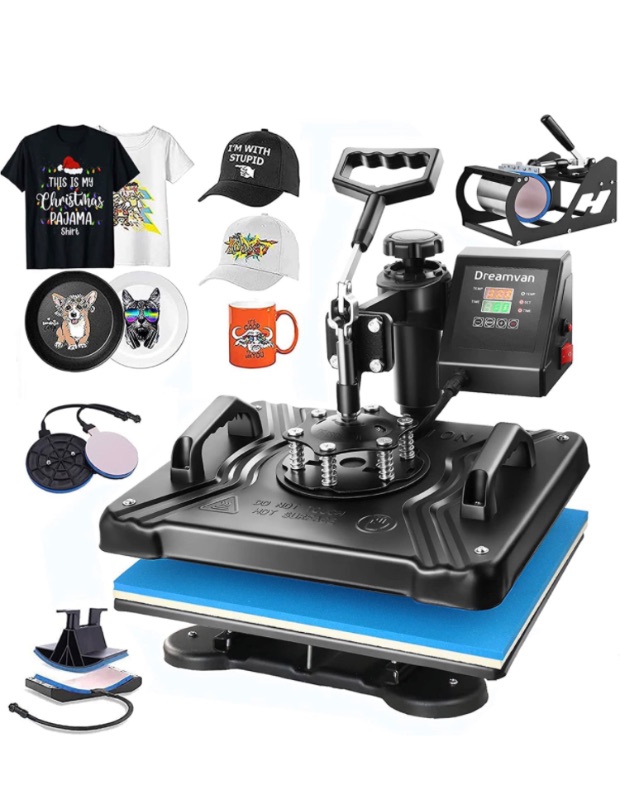 Photo 1 of Aonesy multifunctional digital 5 in 1 Heat Press Machine for t Shirts Professional Swing Away Heat Press Digital Combo 15" x 12" 360-degree Rotation Heat Press Machines Sublimation Heat Transfer for T Shirts Mug Hat Plate