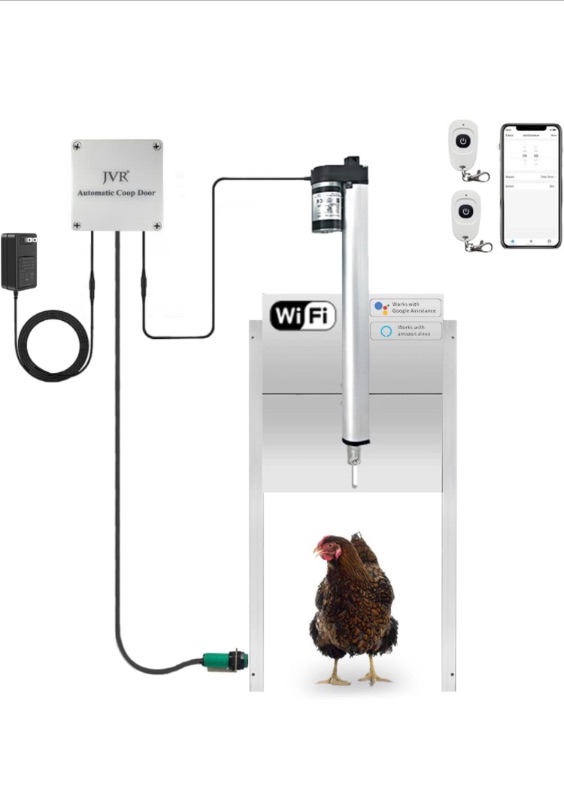 Photo 1 of Automatic Chicken Coop Door - WiFi Enabled, Electric Auto Opener, Chicken Coop Doors, Chicken Coop Accessories Compatible with Alexa, Google Assistant