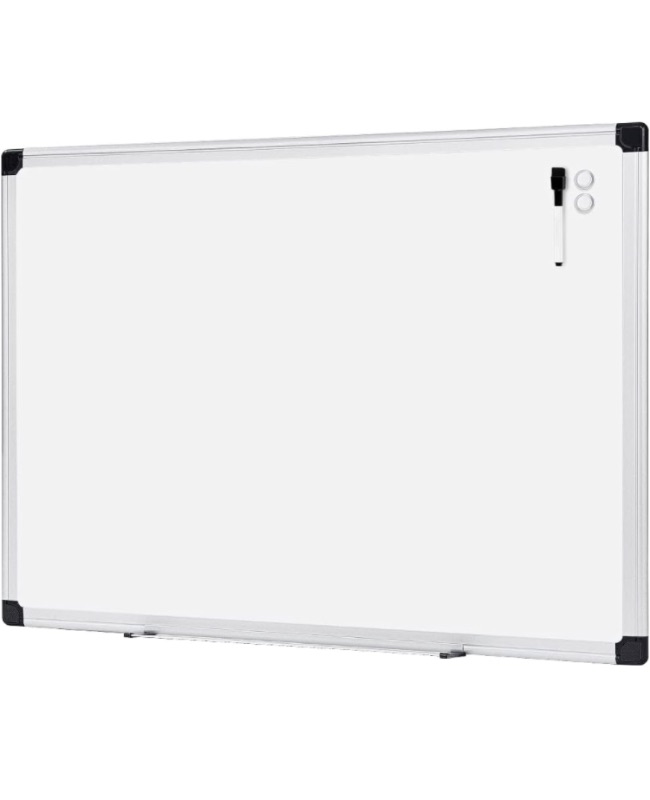 Photo 1 of Amazon Basics Magnetic Dry Erase White Board, 36 x 48-Inch, Aluminum Frame, Silver/White