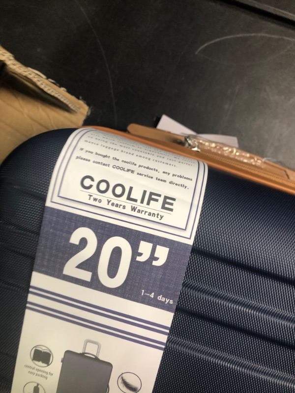 Photo 6 of Coolife Luggage Sets Suitcase Set 3 Piece Luggage Set Carry On Hardside Luggage with TSA Lock Spinner Wheels (Navy, S(20in)_carry on) Navy S(20in)_carry on
