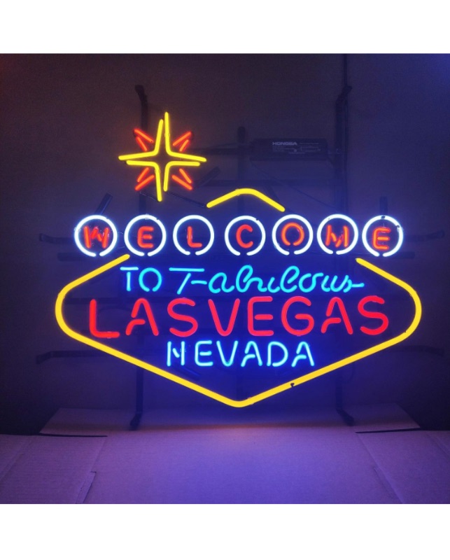 Photo 1 of Neon Light Sign Welcome Neon Signs Real Glass Neon Sign Bar Signs Neon Lights for Bedroom Beer Bar Home Hanging Custom Neon Sign for Wall Decor Halloween Christmas Signs 24x20 Inch