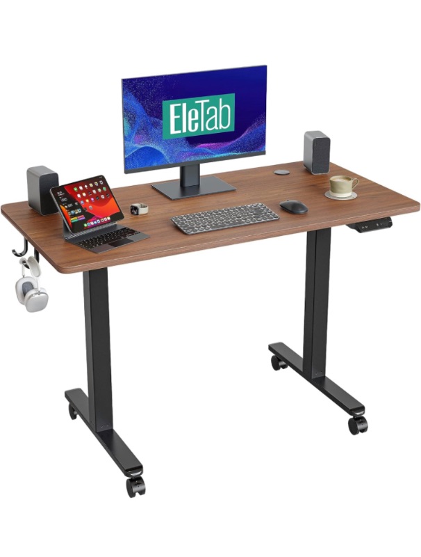 Photo 1 of EleTab Standing Desk, 40 x 24 Inch Electric Stand up Height Adjustable Home Office Table, Sit Stand Desk with Splice Board, Black Frame & Espresso Desktop